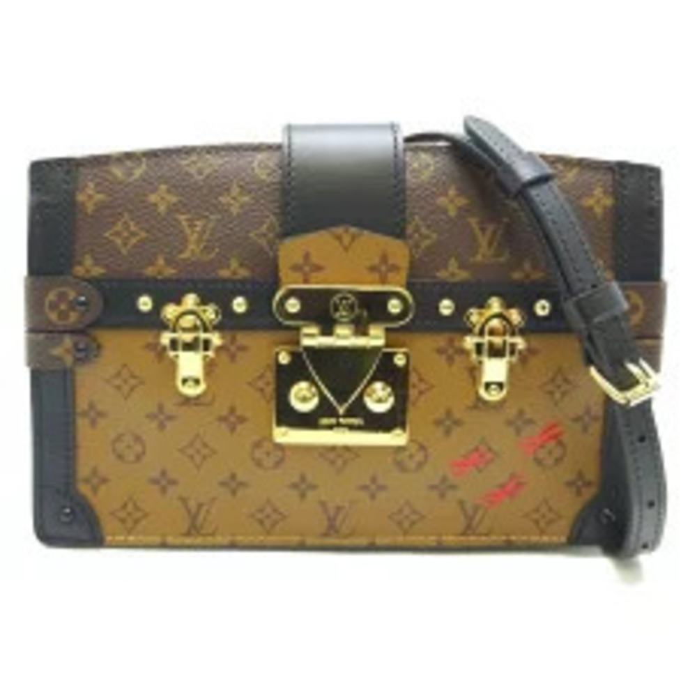 Louis Vuitton Trunk Clutch Shoulder Bag Monogram Reverse Brown Black